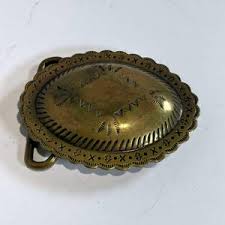 Vintage Messing Gürtelschnalle Western Style geätzt Oval ...