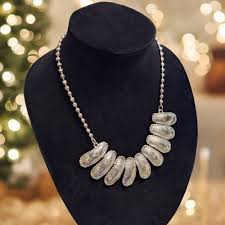 Statement Necklace Beaded Chain Embellished Oval Pendants ...