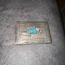 Vtg Sterling Silver Turquoise Navajo Belt Buckle “Wilbert Benally” | eBay