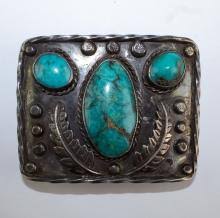 Sold at Auction: VTG Native American Navajo Turquoise Belt Buckle