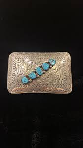 NAVAJO D.C THOMAS AMERICAN INDIAN STERLING W/ 5 TURQUOISE STONES BELT BUCKLE | eBay