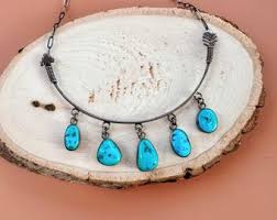 Vintage Early Navajo Sterling Silver and Twenty-four-stone Natural Bisbee Turquoise Squash Blossom Necklace - Etsy