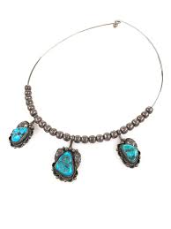 Lot - Vintage SS Sterling Silver Turquoise Choker Necklace