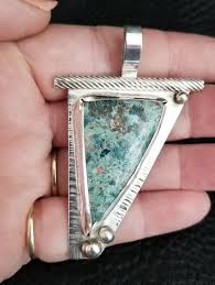 Shattuckite Blue Green Cabochon Stone, Set on Sterlings ...