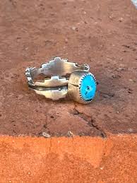 Beautiful Navajo Jagged Sterling Silver Kingman Turquoise Mesa Ring | Baha Ranch Western Wear