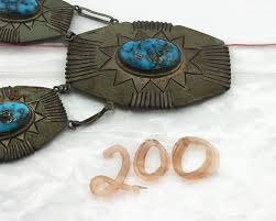 Vintage Navajo Necklace Morenci Turquoise Artist Signed SAB ...