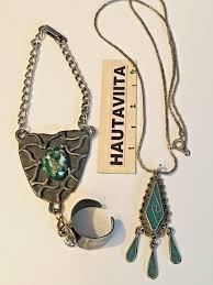 Vintage Alpaca Jewelry Mexico Teardrop Pendant + Hand ...