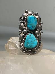 Buy Turquoise Ring Long Navajo Feather Leaves Sterling Silver Women Size 9 Online in India - Etsy