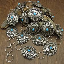 Vintage Navajo Sterling Silver and Turquoise Link Concho Belt by Calvin Martinez - Etsy