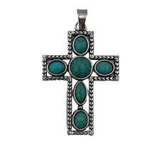 Cross Pendant Native American Style Turquoise Colored Jewels ...