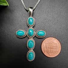 ATS# PD244 | Turquoise Cross Pendant Necklace | Sterling ...