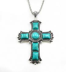 GD-Turquoise Retro Turquoise Cross Pendant neckalce Silver ...