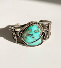 Vintage Sterling Silver Morenci Turquoise Navajo Cuff Bracelet - Etsy