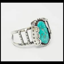 Superb wide vintage sterling silver turquoise southwestern men women . For Sale at Ruby Lane