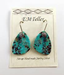 Turquoise Tab Dangle Earrings by Everett and Mary Teller - Etsy