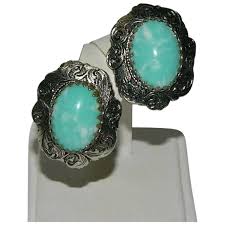 Vintage South Western Faux Turquoise Earrings. For Sale at Ruby Lane