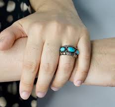 Vintage Navajo Turquoise Handmade Inlay Ring Sterling Silver ...