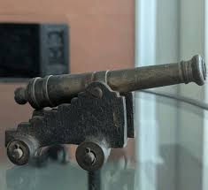 Vintage Miniature Naval Ship Cast Iron Brass Barrel Toy ...