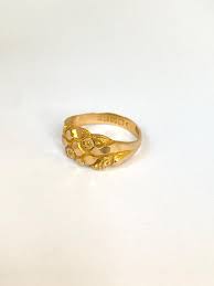 Antique 18ct Gold Keeper Ring: Engraved Victorian Band ...
