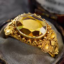 Vintage Lab Yellow Sapphire Ring 14K Yellow Gold