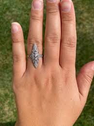 Antique Edwardian Navette Ring set with Diamonds | eBay