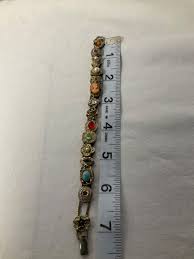 Vintage various shapes and stones slide charm bracelet 7” | eBay