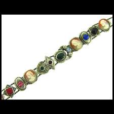 Vintage slide charm silver tone charm Bracelet with rhinestones, . For Sale at Ruby Lane