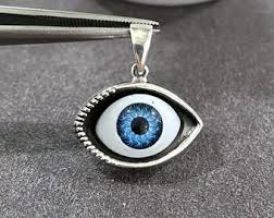 Vintage Sterling Silver Blue Evil Eye Pendant - Etsy