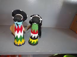 lot of 2 hand beaded 4" african zulu matron doll & sangoma ...