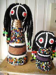 Vntg S. Africa Ndebele Beaded Dolls Folk Art Handmade Mother ...