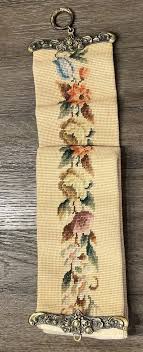 Vintage Crewel Embroidered Linen Tapestry: 1970s Floral Bell ...