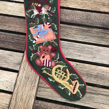 Vintage Christmas Wool Needlepoint Stocking Handmade ...
