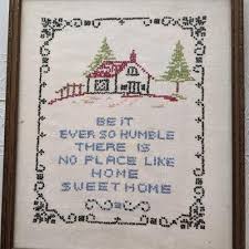 Vintage Cross stitch embroidery Sampler Sign Don't Praise the bread before it's baked | EstateSales.org