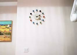 Wood Ball Wall Clock 13 in George Nelson Style Mid Century Modern living room | eBay