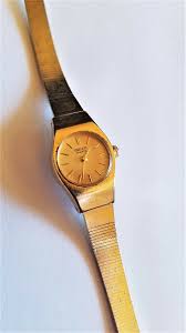 Seiko Womens 5420-0020 Quartz Watch Gold Tone Watch Ladder ...