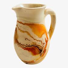 Nemadji Pottery Pitcher - Orange Swirls | Kashew