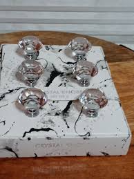 6 Cut Glass Diamond Shape Crystal Prism Facets Knobs Pulls ...