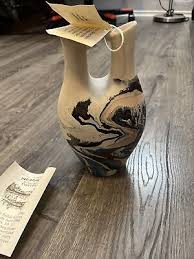 VINTAGE NEMADJI POTTERY Cobalt Blue Swirl VASE Brand New ...