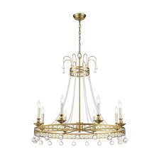 Rennnsan Charles 8-Light Brushed Gold Industrial Crystal Chandelier CL810142978 at Lowes.com