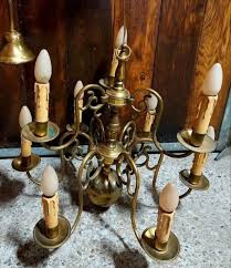 ANTIQUE LARGE 9 ARMS DUTCH FLEMISH CHANDELIER CEILING LIGHT ...