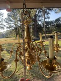 6 Arm Brass Chandelier Colonial Or Traditional Cottage Style ...