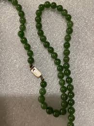Vintage Jade Beaded Necklace W/14K Clasp From Thailand ...