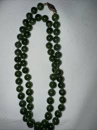 Vintage Chinese Fine Green Nephrite Jade Necklace Sterling ...