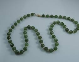 Vintage Green Jade Pearl Necklace With Gold Tone Beads 22 ...