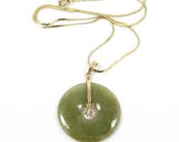 14k Gold Jade Necklace; Vintage Jade Necklace; 14k Gold ...