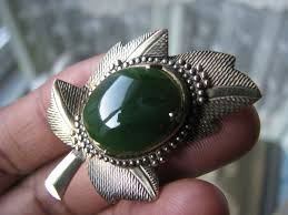 Vintage Jade Brooch, Jade Leaf Brooch, Cultured Pearl Pin ...