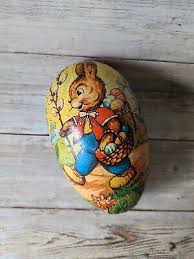 Vintage Paper Mache Easter Egg Candy Box Western ...