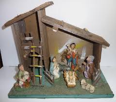 VINTAGE ITALIAN NATIVITY SET of 8 with STABLE made in ITALY ...