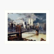 Brooklyn Bridge Art, Watercolor New York" Art Print for Sale ...