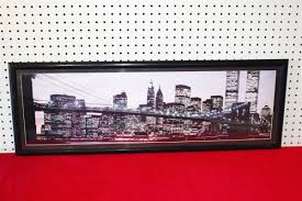 37 x 12.75 Framed landscape New York City Brooklyn Bridge twin towers | eBay